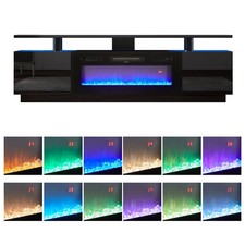 Black Electric Fireplace With