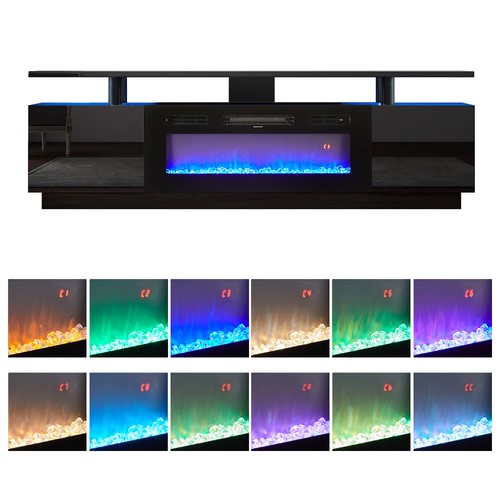 Black electric fireplace with - electric,