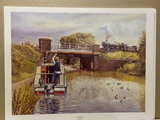 Canal barges  art print Canal