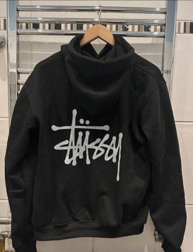 Men black stussy hoodie - stussy,