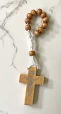 Olive Wood Finger Rosary Beads Natural Wood ~ Wooden Prayer Beads Catholic