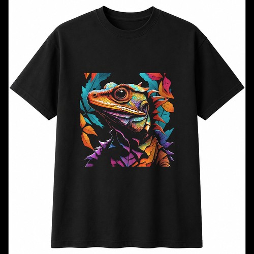 Frilled lizard torn paper - frilled,