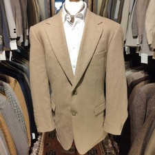 Vintage Mens 48R Tweed Brown Plain Biscuit Suit Jacket Blazer Harris Style