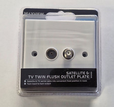 Maxview Twin Digital Satellite & TV Flush Outlet Plate Home Caravan Motorhome
