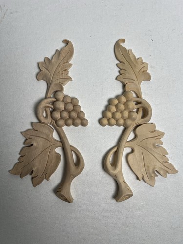 Pair carved wood grape vine - pair,