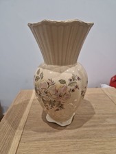 vintage Maryleigh Pottery Embossed  Vase Staffordshire Floral Pattern 23cm Tall