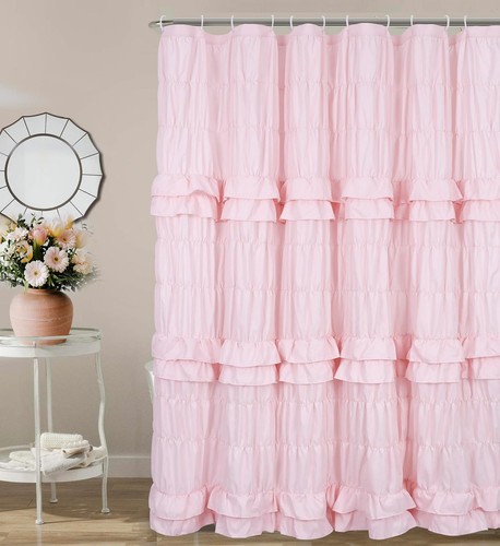 Pink ruffle shower curtain - ruffle,
