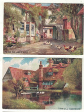 2 Tuck's Artist Drawn Postcards Picturesque Buckinghamshire Amersham Town Mill