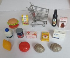 Childrens Plastic Food, Boxes & Replica Metal Shopping Trolley for a Toy Shop