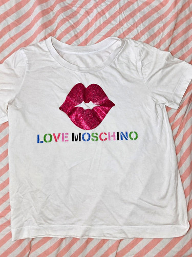 Love moschino white crew neck - white,