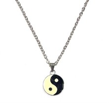 Yin Yang Pendant 20mm with Silver Metal Chain Necklace