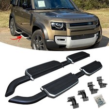 FOR LAND ROVER DEFENDER 110 L663 2020+ SIDE STEPS RUNNING BOARDS SILVER TRIM