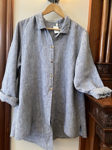 Women blue linen oversized - women’s,