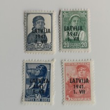 4 Different German Occupation of Latvia WWII Stamp Collection