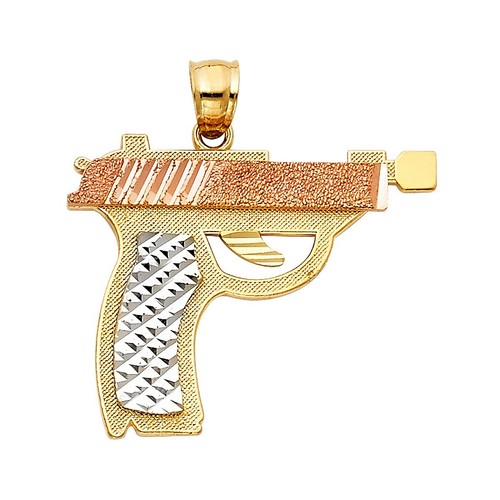 14k tri color gold pistol - color, gun