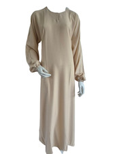 Ladies Reg Plain Pocket Elasticated Cuff Zoom Nida Abaya/Jilbab/Maxi Beige 52-60