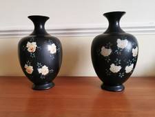Pair of Large Black Vases 1940s Made in England