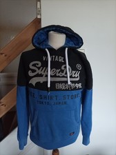 Mens Superdry vintage logo blue hoodie size XS