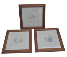Set of 3 Humphreys Corner Framed Nursery Prints Wooden Pine Frames 9.5'' x 9.5''