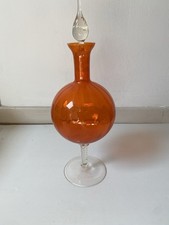 Vintage Mid Century Italian Murano Empoli Genie Bottle Footed Balloon Decanter