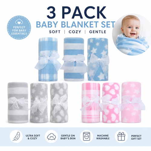 Baby fleece blankets pack - fleece, 3