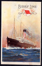 ANDREW REID ADVERTISING ART POSTCARD FOR THE BIBBY LINE c1910