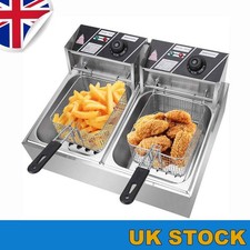 20L 5000W Commercial Electric Stainless Steel Twin Dual Tank Deep Fryer Fat Chip