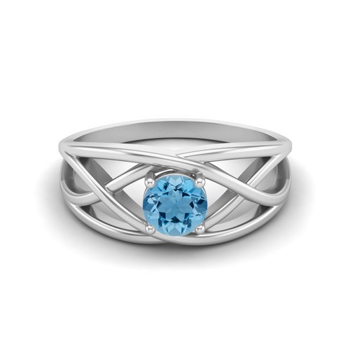 Round swiss blue - blue, topaz