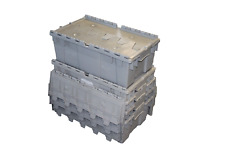 10 x Used Grey Plastic Storage Removal Crate Container 18L with No Drain Holes