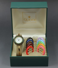 Vintage [Exc+5 Box] Gucci Change Bezel 11/12.2 Gold 12 Colors Women's Qz Watch