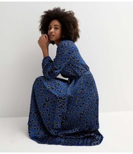 Newlook Pleated Dress Size 10 Blue Color