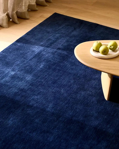 Handmade royal blue wool - royal, rug
