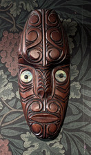 Vintage Maori Wooden Tiki Hand Carved Face New Zealand Tribal 