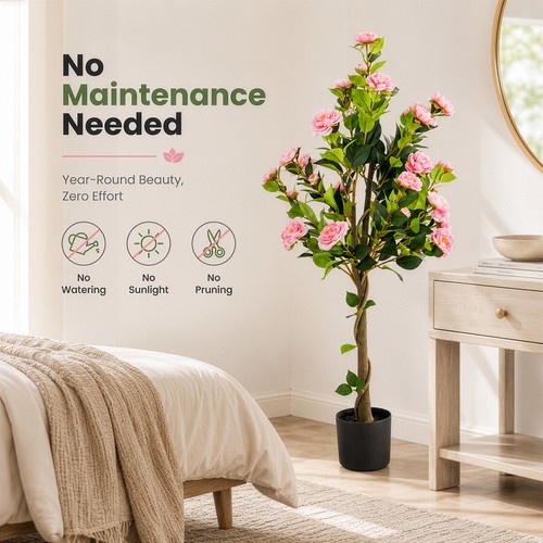Pink faux rose topiary tree - faux,