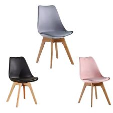 Tulip Dining Chair Eiffel Inspired Solid Wood Legs Padded Seat Comfortable UK