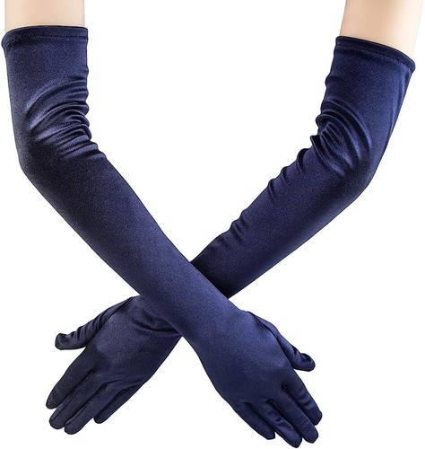 Satin navy blue extra long - satin,