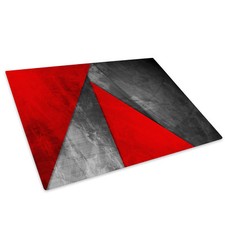 Red Black Grey Geometric Glass Chopping Board Kitchen Worktop Saver Protector