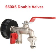 IBC Storage Tank S60X6 Coarse Thread to Double Valves 1/2" Tap Nipple Faucet