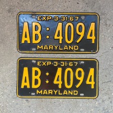 1967 Maryland License Plate