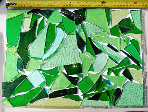 Green stained glass offcuts - stained,