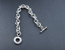Tiffany & Co Sterling Silver Round Circle Toggle Link Bracelet–925 Chain Jewelry