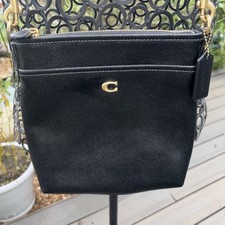 Auth COACH Kitt Messenger Crossbody Bag CC526 Leather Black F/S 424726