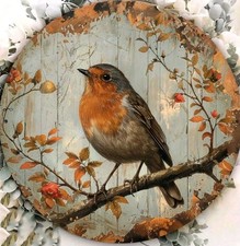 Rustic Robin Red Breast Decorative Metal Wall Sign Decor Robins Birds