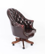 Vintage English Hand Made Leather Directors Desk Chair 20th C