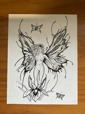 Original Pen & Ink Drawing  Angel Butterfly