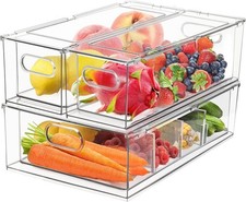 3 Pack Refrigerator Organizer Bins with Pull-out Drawer,Stackable Fridge RRP £45