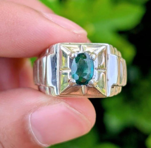 Men green emerald ring - men’s,