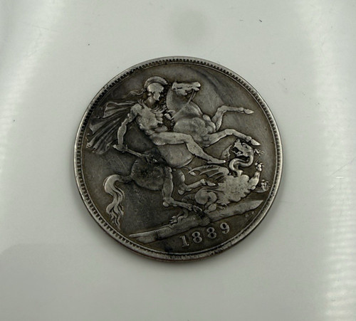 1889 british silver - crown, coin
