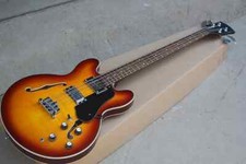 Sunburst 4 Strings Electric Bass Guitar Semi Hollow Body Rosewood Fretboard