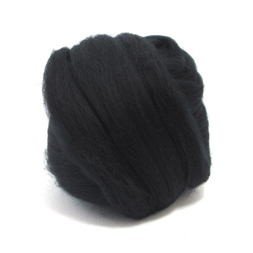 50g dyed merino wool top - merino, raven